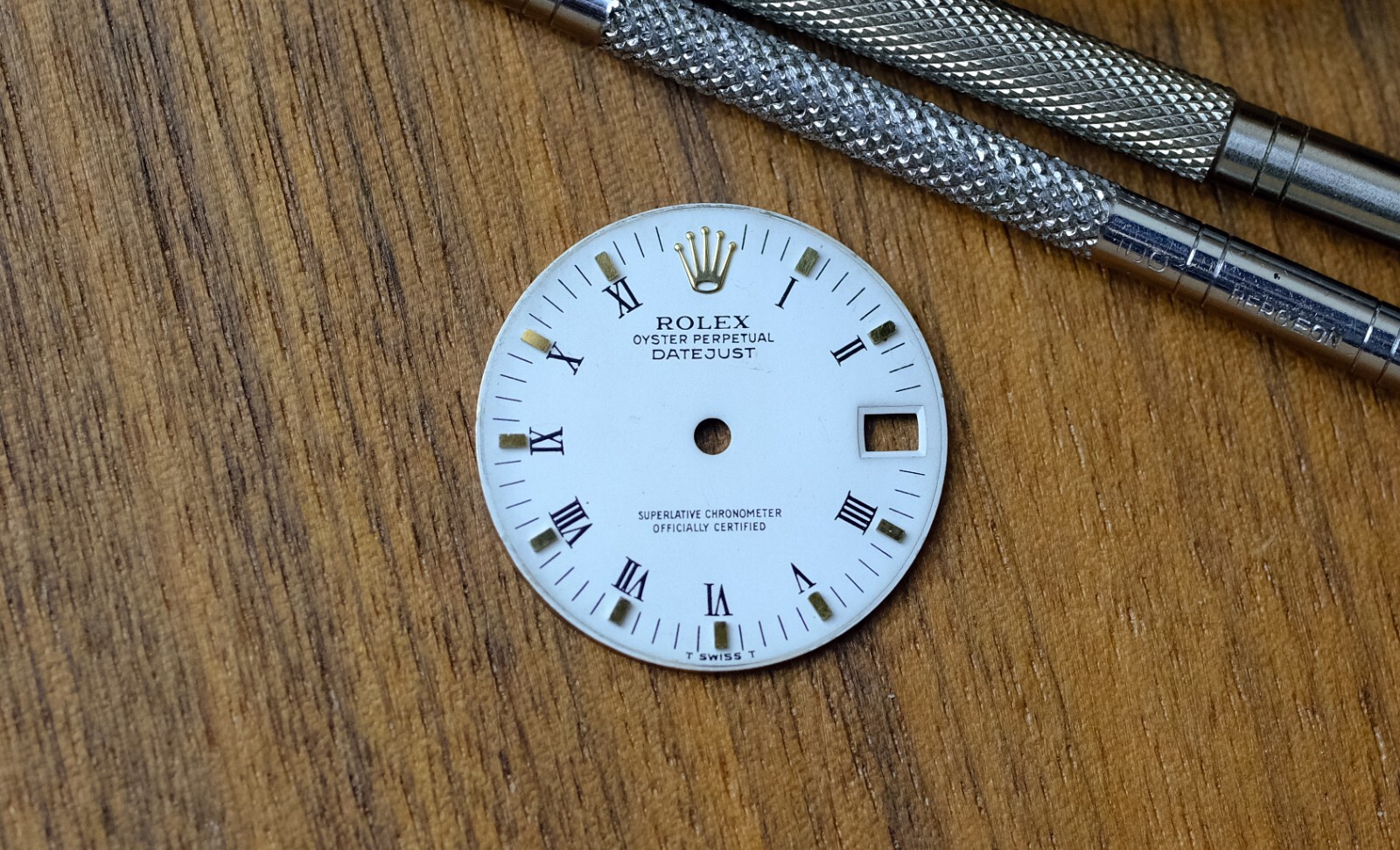 AUTHENTIC ROLEX OEM 31MM DATEJUST WHITE ROMAN DIAL W/ GOLD INDEX 68278 MID-SIZE
