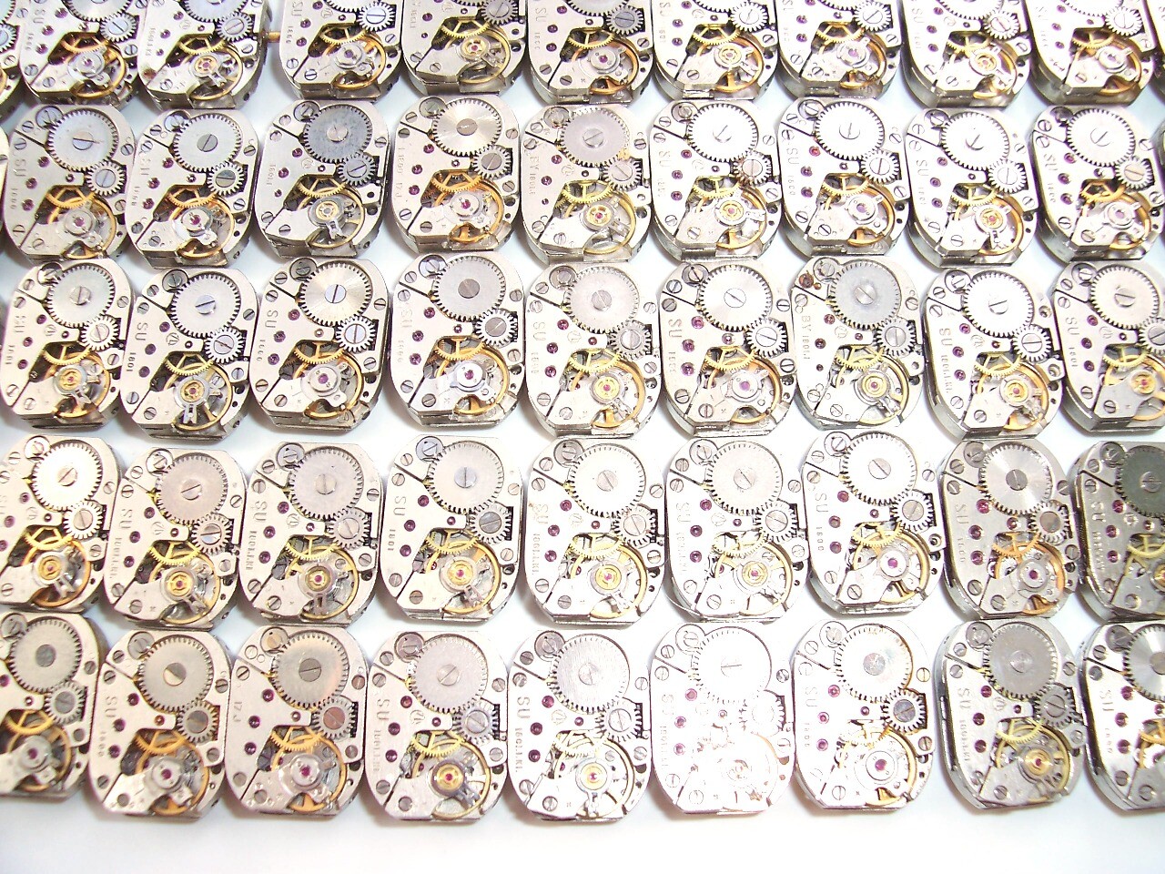 Lot 53 vintage ladies watch movements LUCH 14×18 mm. Steampunk Art or repair DIY