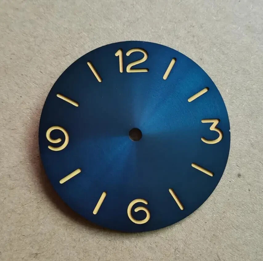 39mm blue Watch dial Green luminous for eta6497 6498 ST3600 ST3621