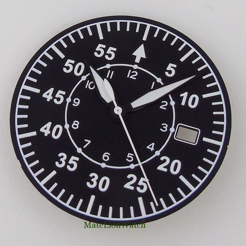 33.6mm Watch Dial+Hands Fit For NH35/NH35A Movement Green Lume Matte/Sunburst