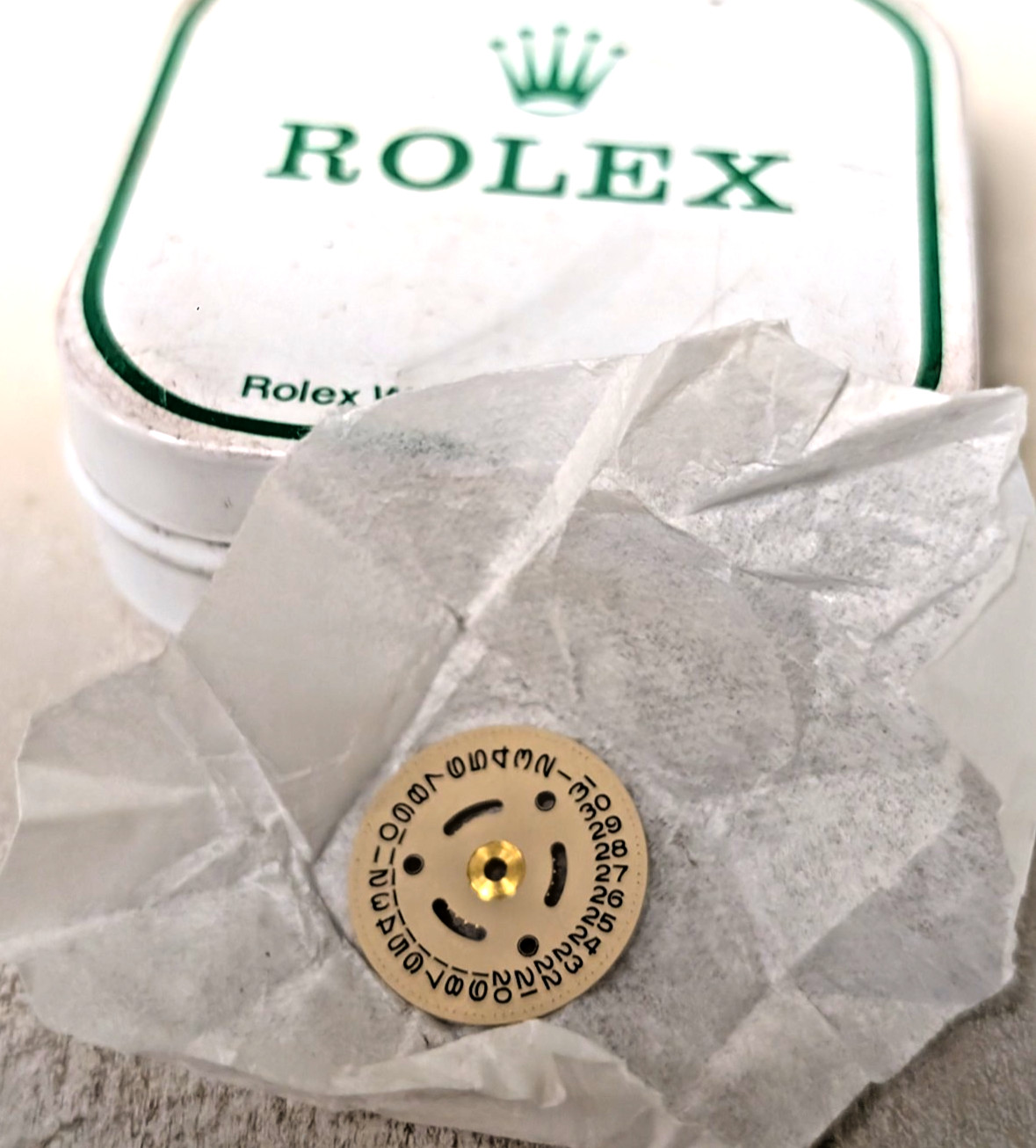 Original ROLEX 2030-4520 champagne Date Indicator/disc/disk for cal 1135 1165 –