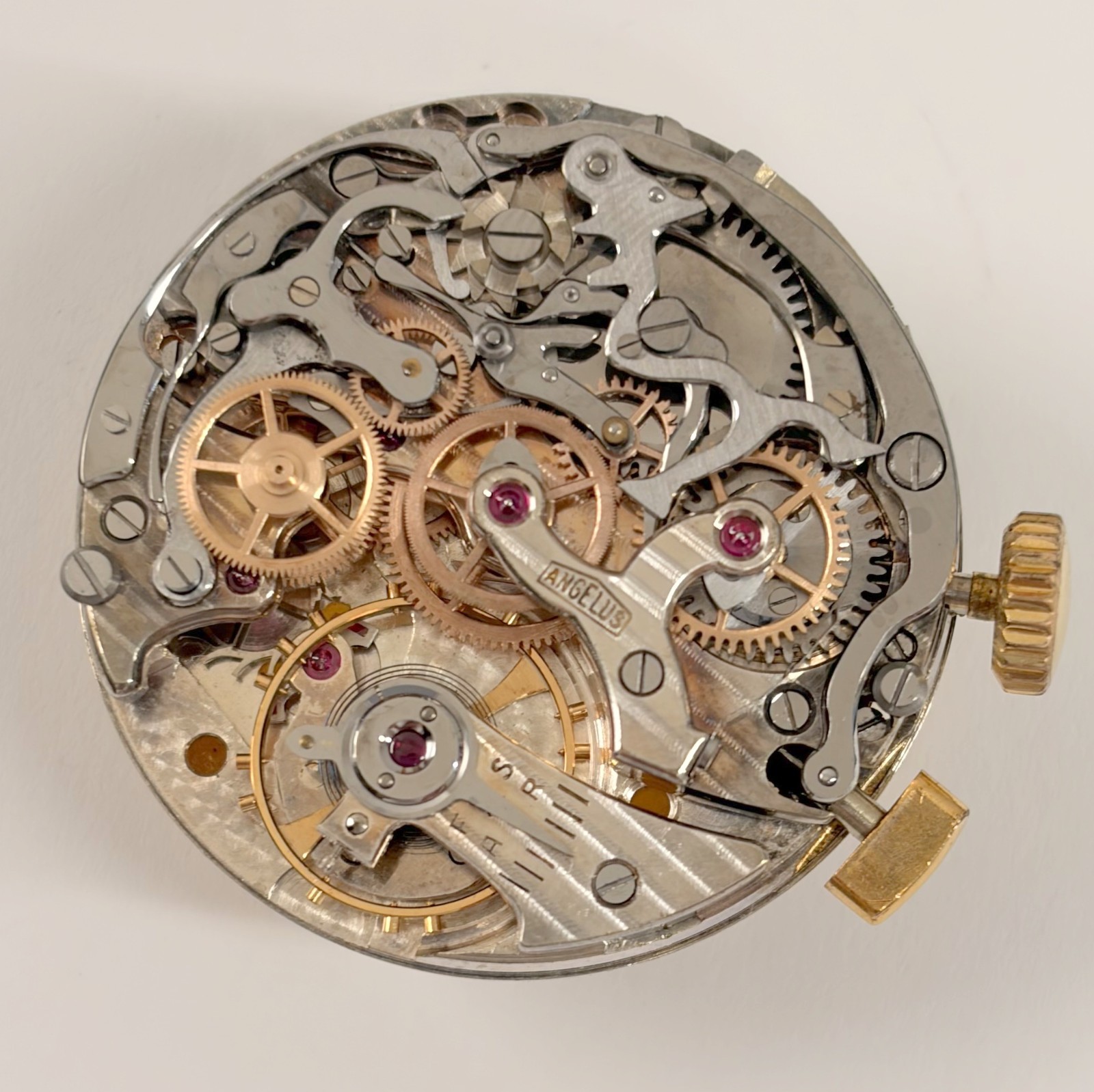 Angelus Cal 215 Chronograph Watch Movement Part Balance Fork Dial Hands Sub