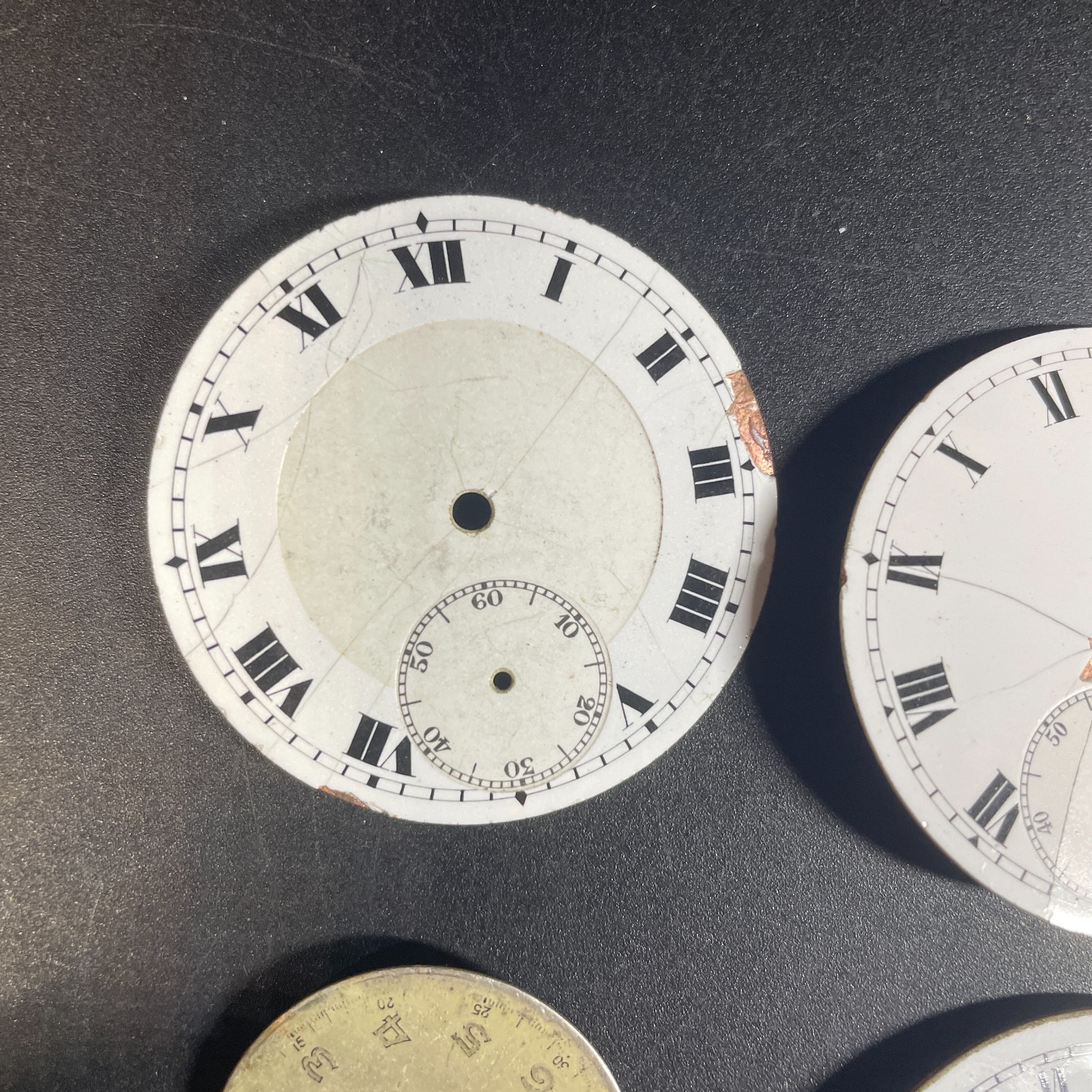 Pocket Watch x 6 Dial White Enamel Roman Face Horologist Art Replacement Faces
