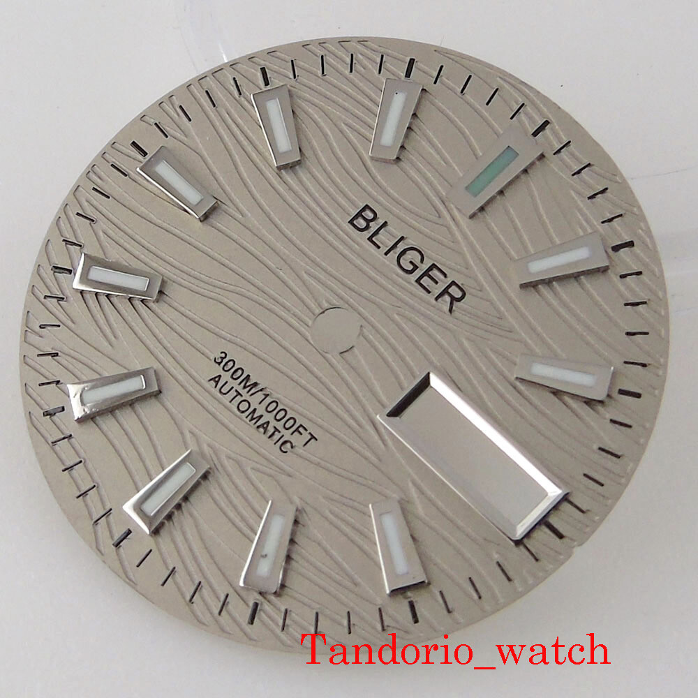29mm Sterile Black Blue Green Watch Dial Face Day Window Fit NH36A Movement