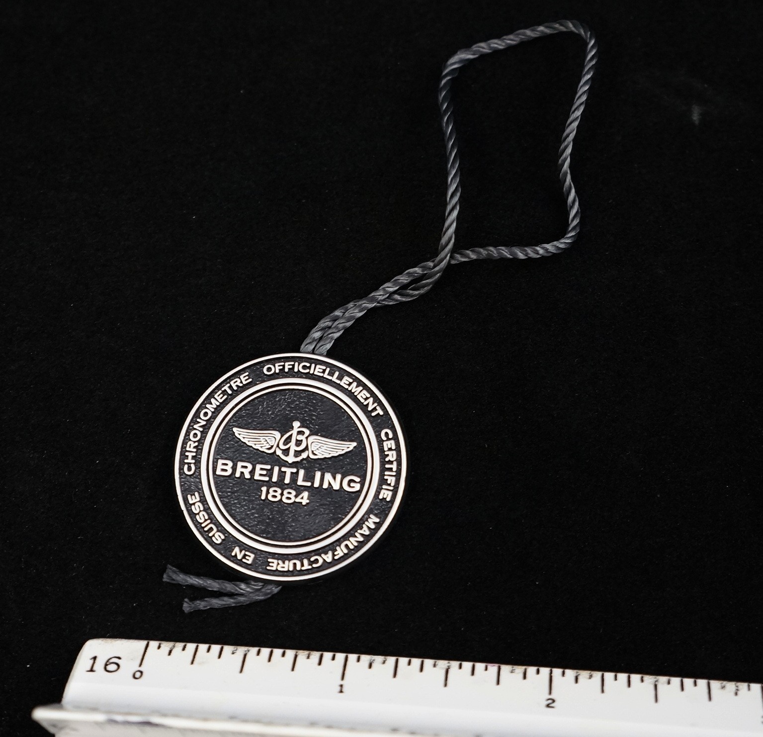 Genuine Breitling Certified Chronometer Watch Chronograph Black Hang Tag