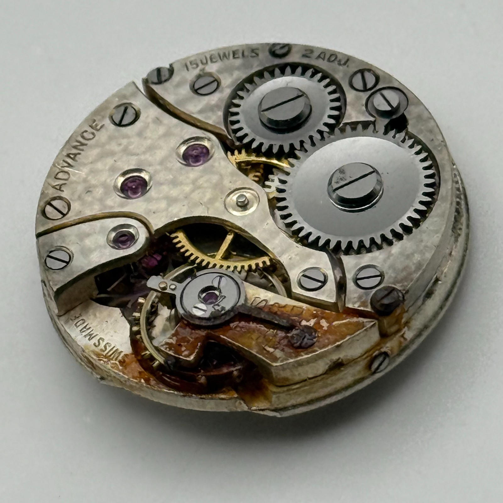 Buser Watch Movement B 15 Jewels Swiss 2 Adj Manual Wind Vintage Parts Repair