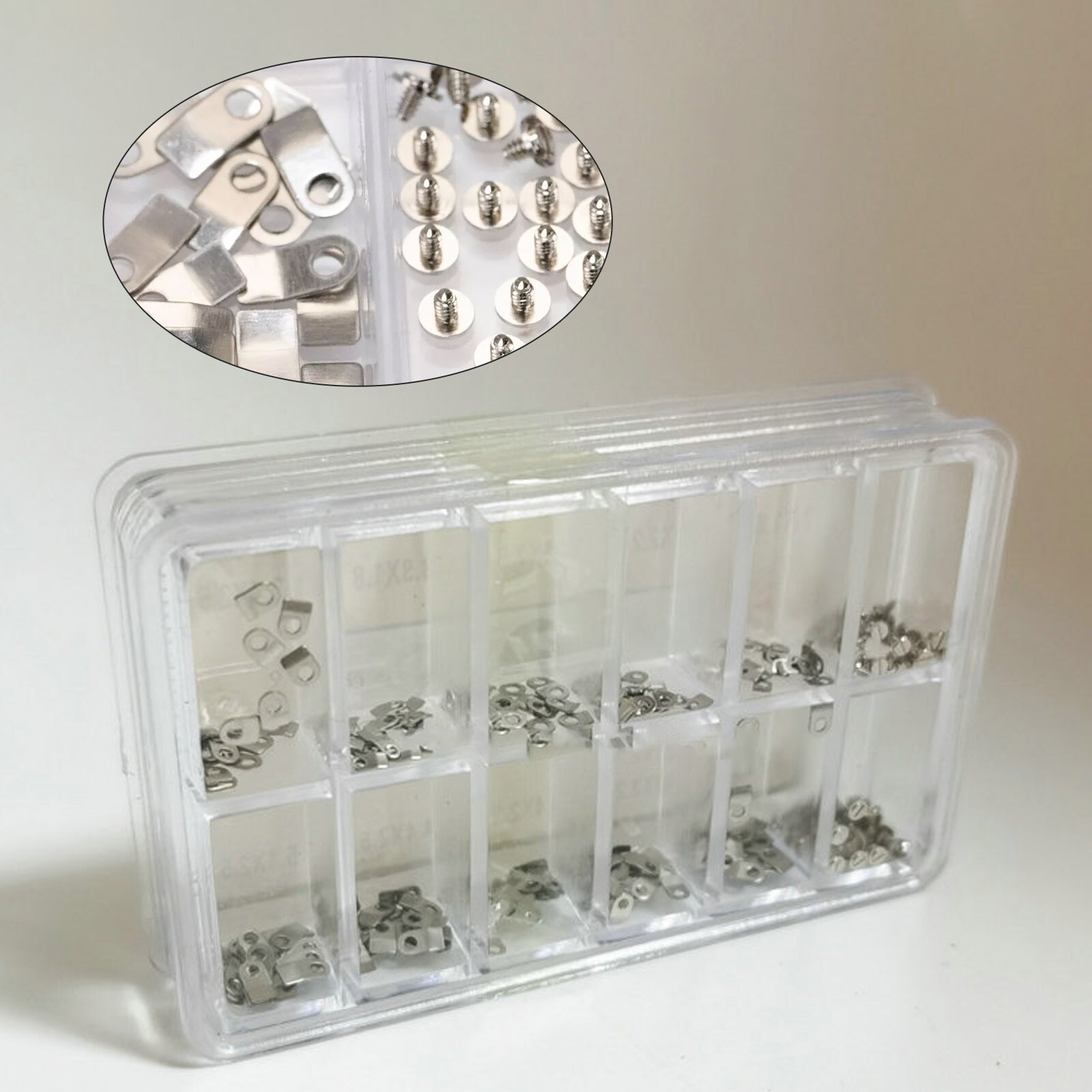 Watchmakers Watch Case Movement Support Clamps Tabs & Screws Steel Parts Set