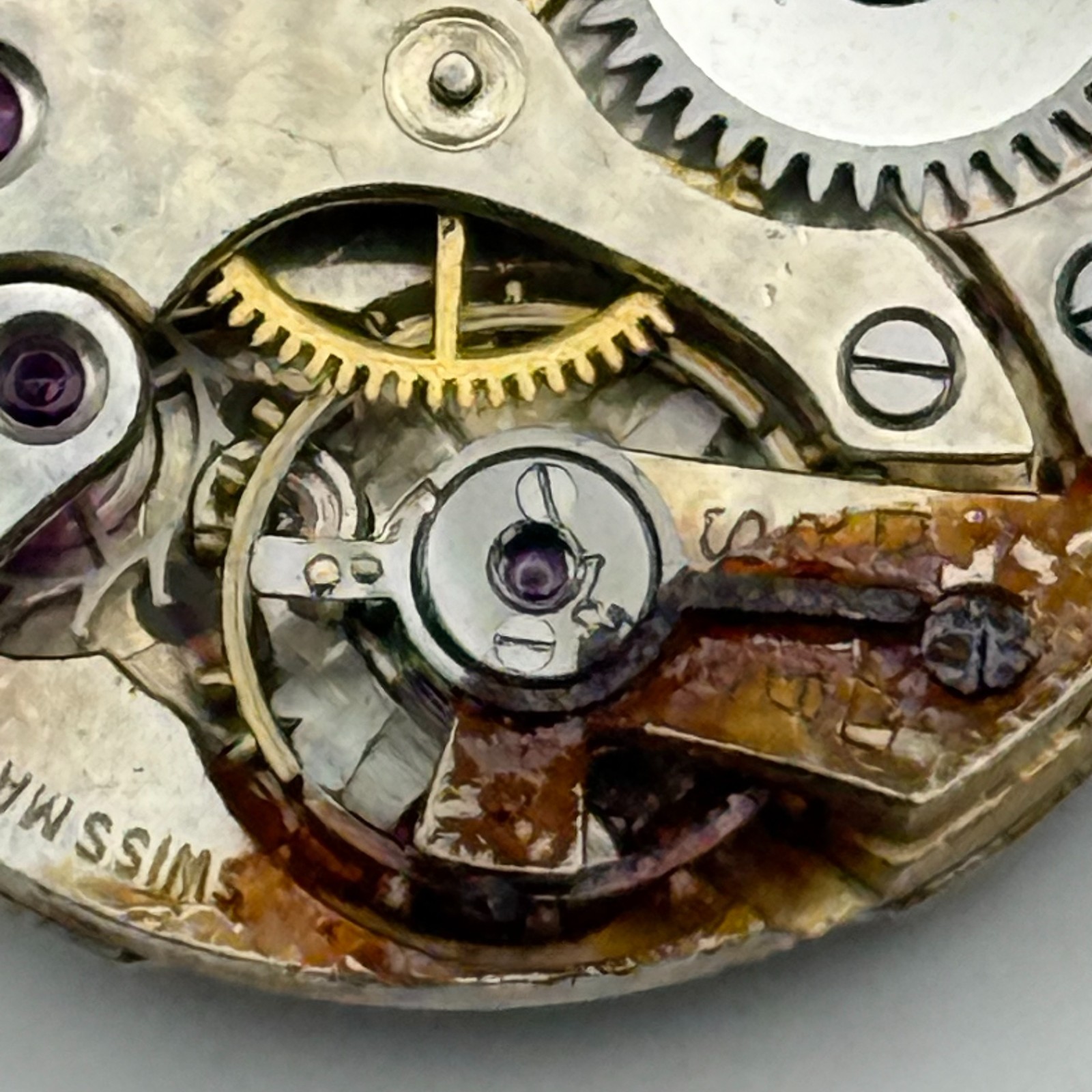 Buser Watch Movement B 15 Jewels Swiss 2 Adj Manual Wind Vintage Parts Repair