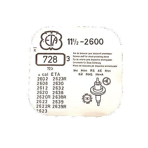 ETA 2600 2602 2608 Balance Staff REG & S watch part # (3-pack) SEE FIT LIST