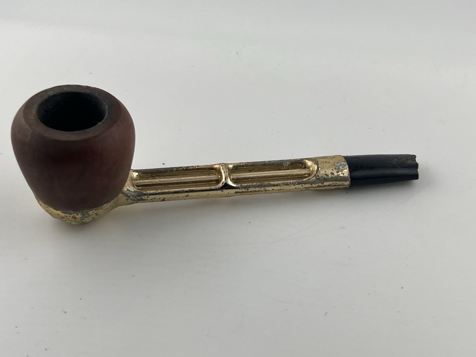 Vintage Briar Tobacco Pipe Gold Tone Stem Repair Project Parts