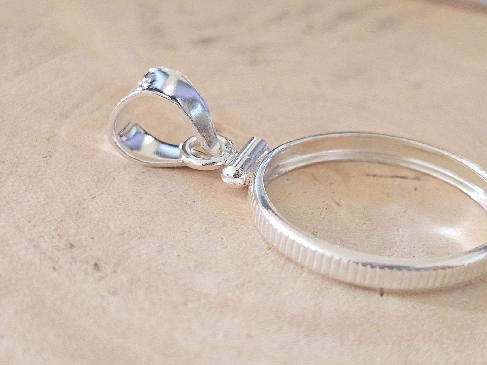 925 Sterling Silver Screw Top Simple Bezel for 19mm Penny 1 Cent Coins