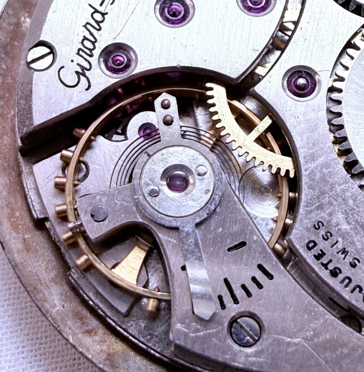 Vintage Girard Perregaux 17 Jewels Adjusted Swiss Movement Dial Hands 28mm