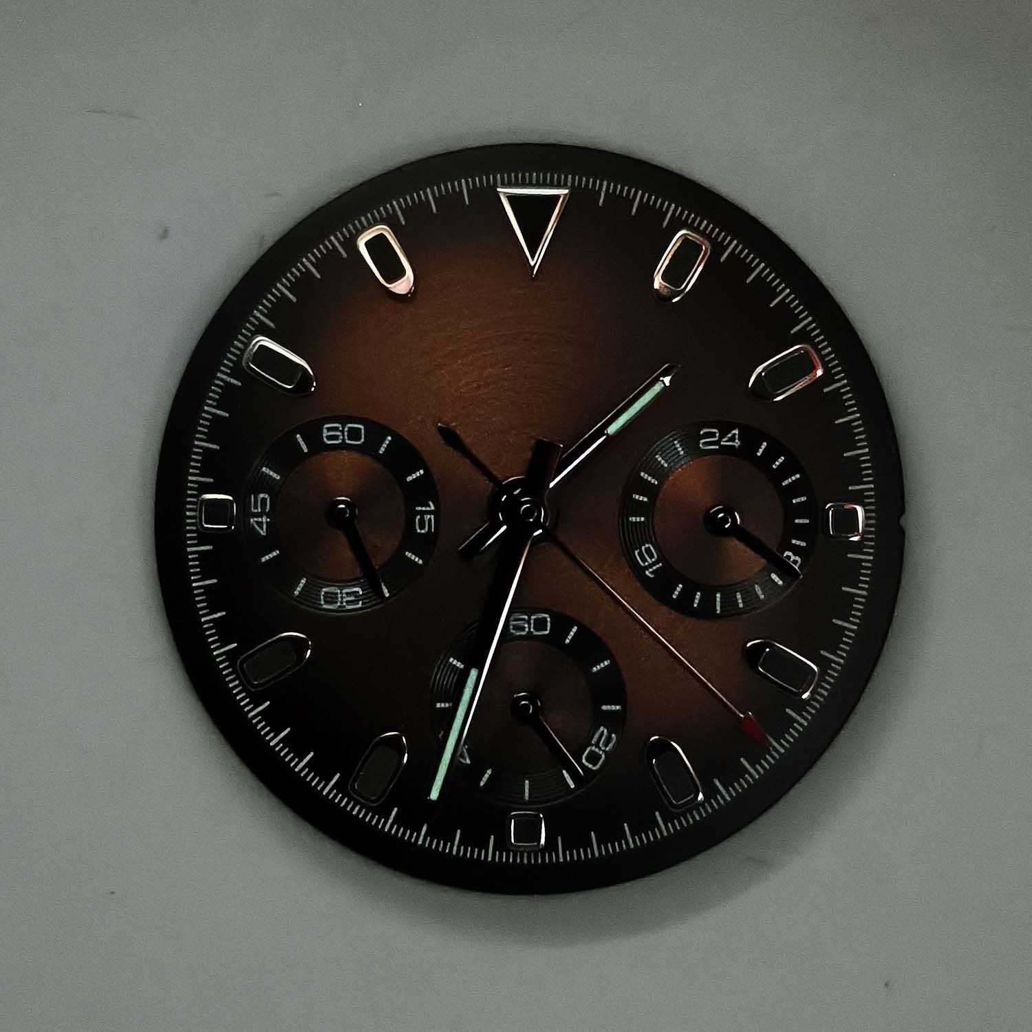 29.5mm Gradient color Watch Dial + Hands Green Luminous For VK63 Movement