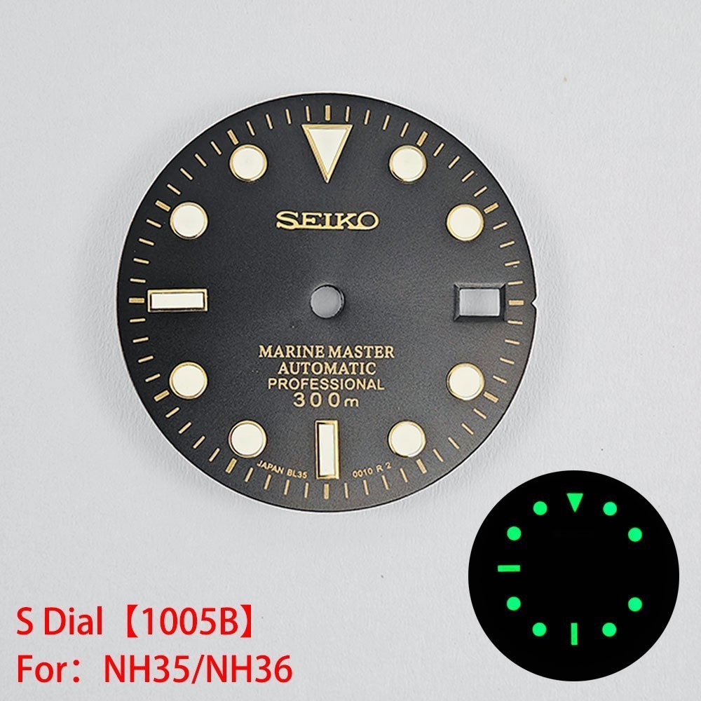 28.5mm Seiko Sunburst Watch Dial Green Luminous Fit NH35 NH36 Movement
