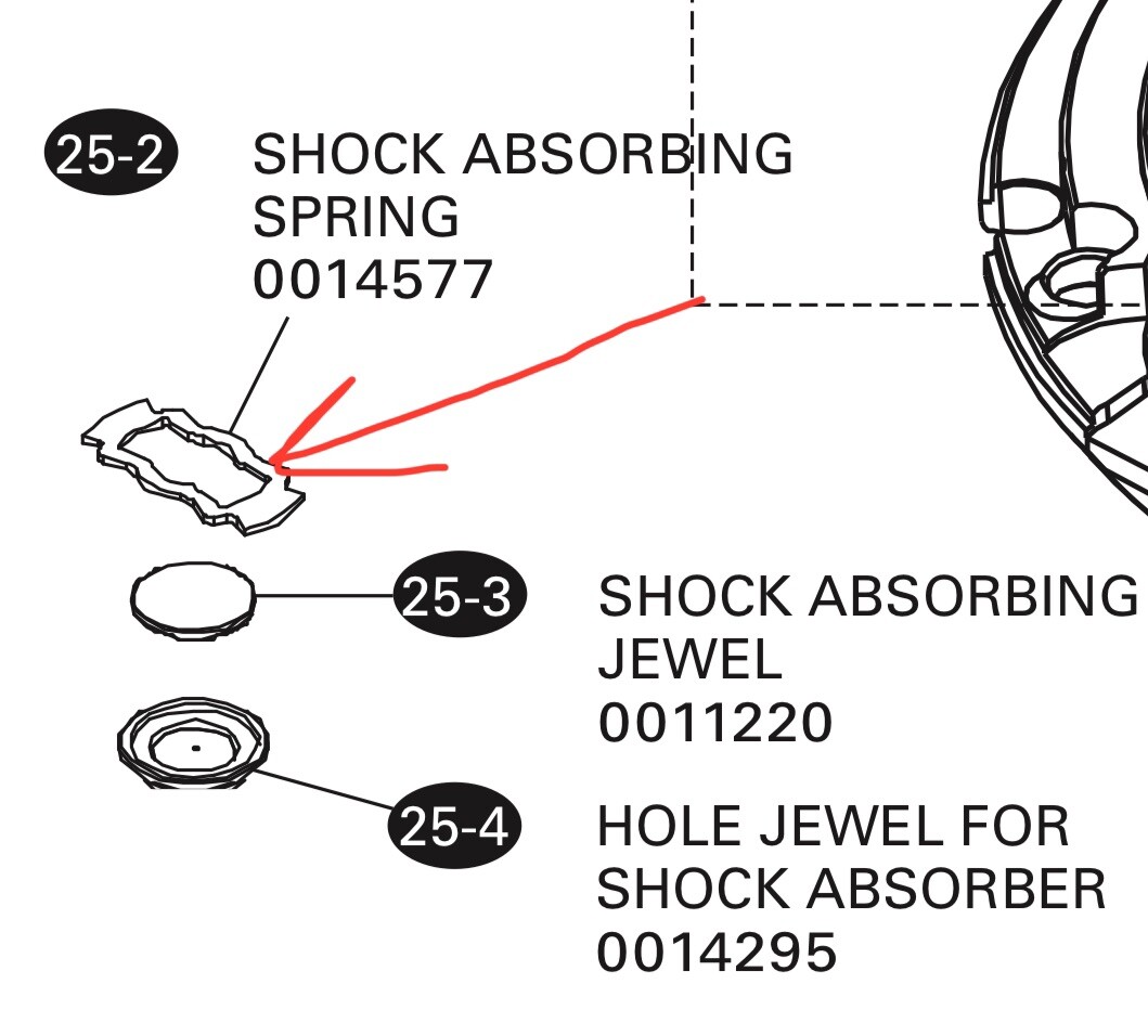 014577 SHOCK ABSORBING SPRING FOR SEIKO 7S26 7S36 4R15 4R16 6R15 6R20 6R54 ETC.