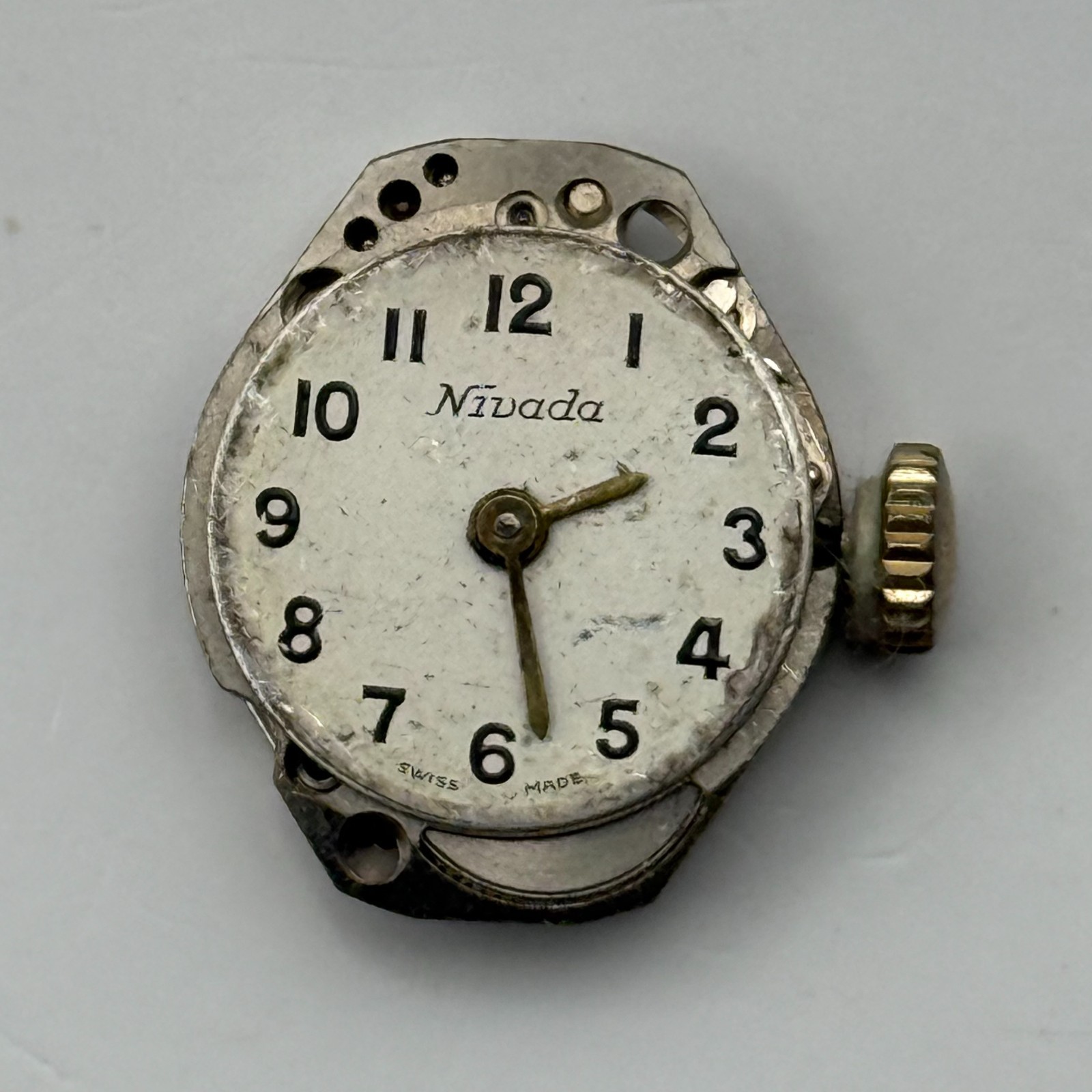 FHF 69-21 Watch Movement Nivada Swiss 17 Jewels Manual Wind Parts Repair 15.3mm