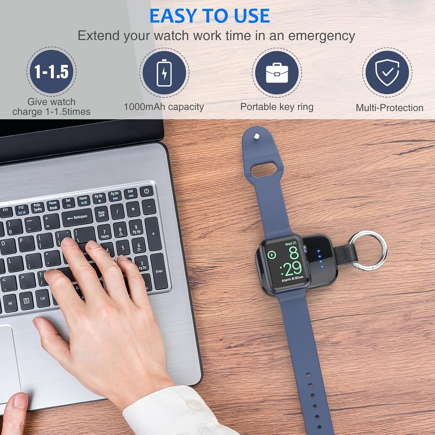 Portable Wireless Magnetic Charger For Apple Watch iWatch Power Bank Keychain