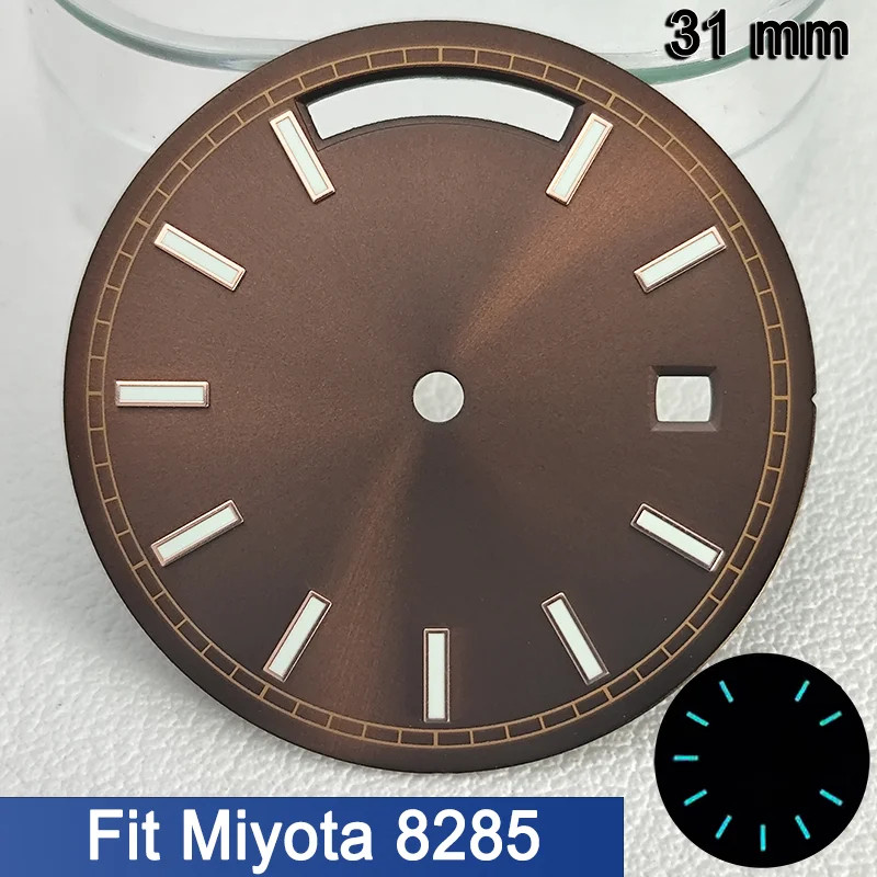 31mm Sunray Dial for Miyota 8218 Blue Luminous Roman Date Watch Face Replacement