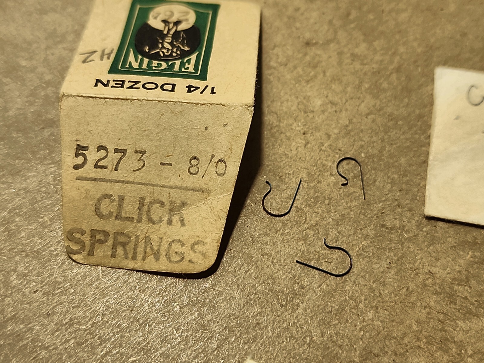Elgin 8/0 Parts-Clutch Wheel, Click Springs, Crown Wheel, Bevel Pinion