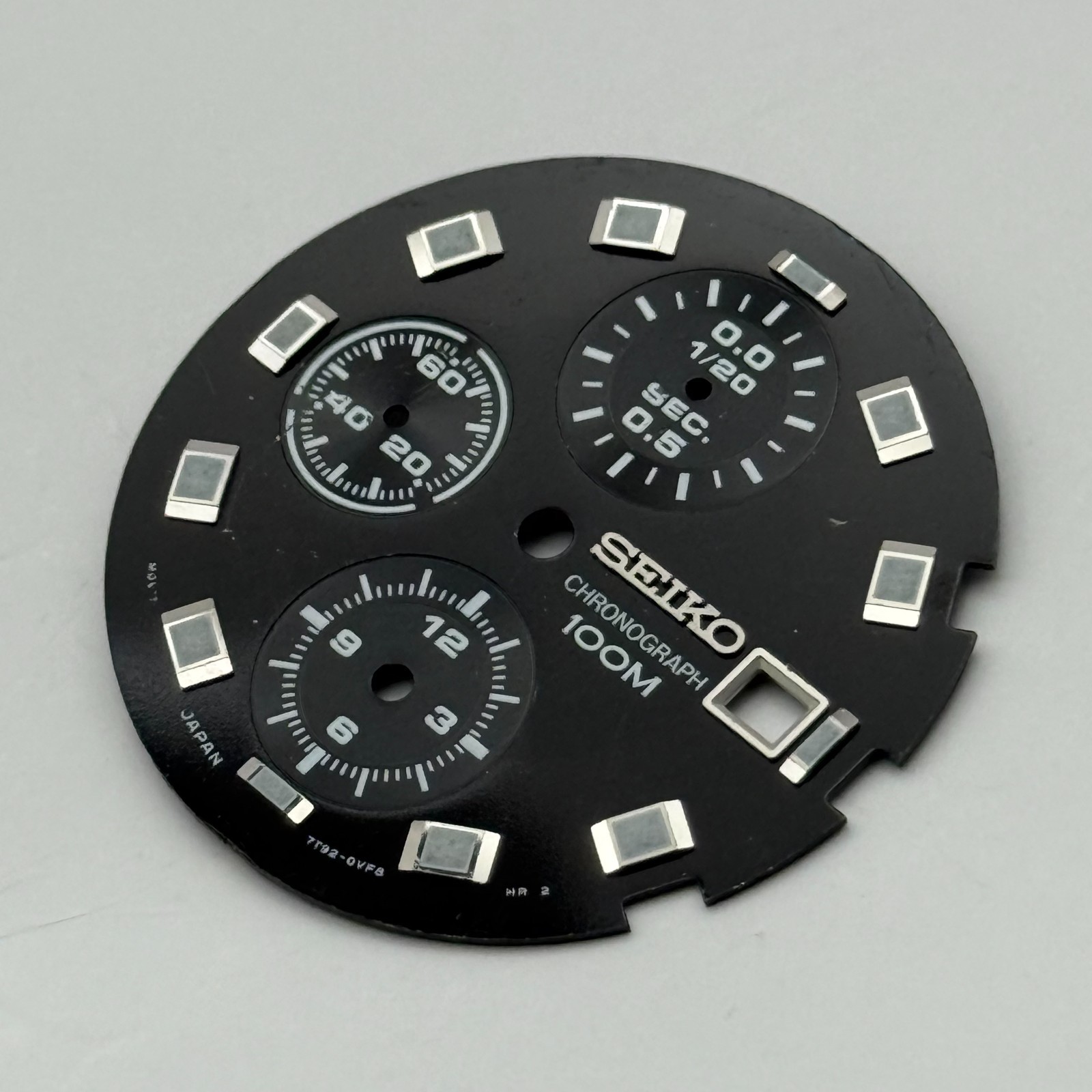 Seiko 7T92-0VF8 Watch Dial Chronograph 100M Black Spare Parts Repair 29.9mm