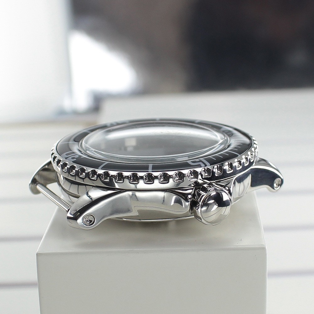 44mm Silver Watch Case Stainlss Steel For Modify Fifty Fathoms Mod NH34 35 NH36