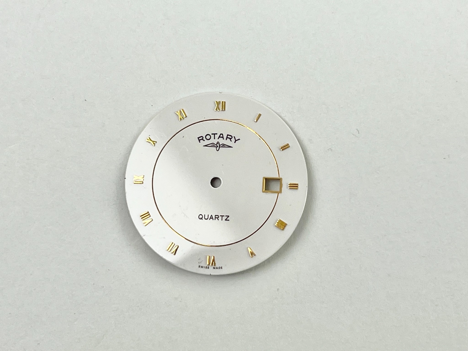 New Rotary Watch Dial Disc White & Gold Large Quartz Swiss Made 30mm Wristwatch