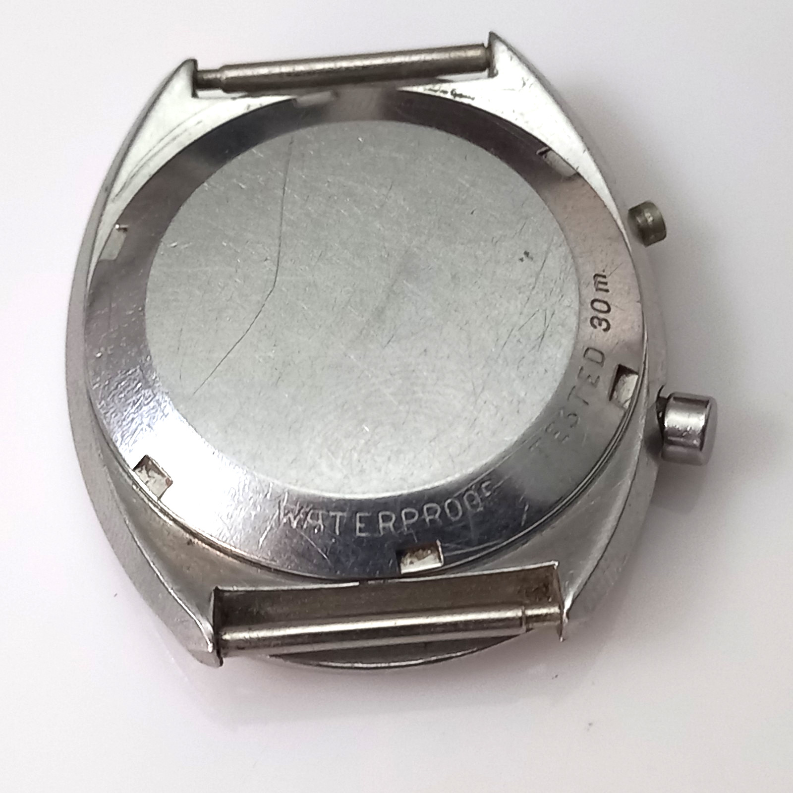 FOR PARTS OMEGA GENEVE CHRONOSTOP 146.010 UNPOLISHED S. STEEL CASE ( CASE ONLY )