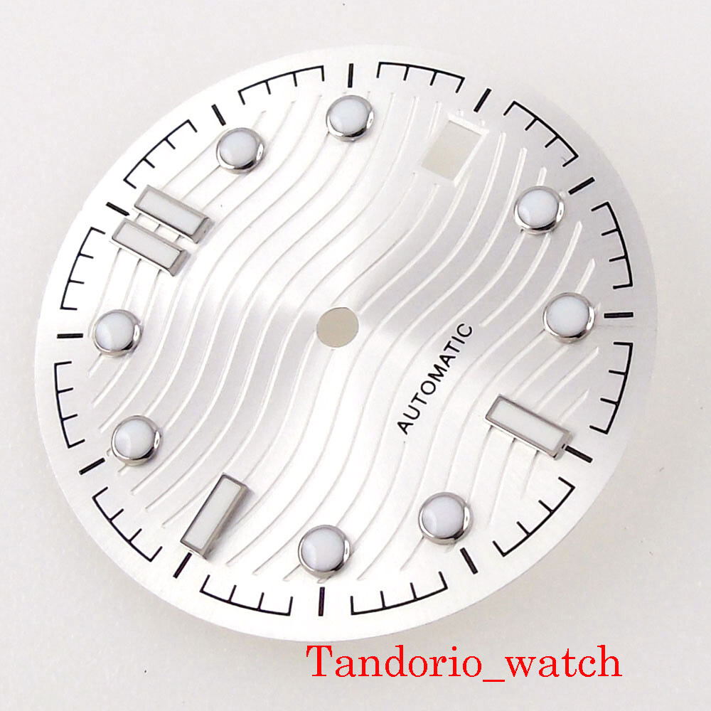 Bliger 31mm White Dial Hands Set Parts For 24 Jewels NH35 Movement Top Quality