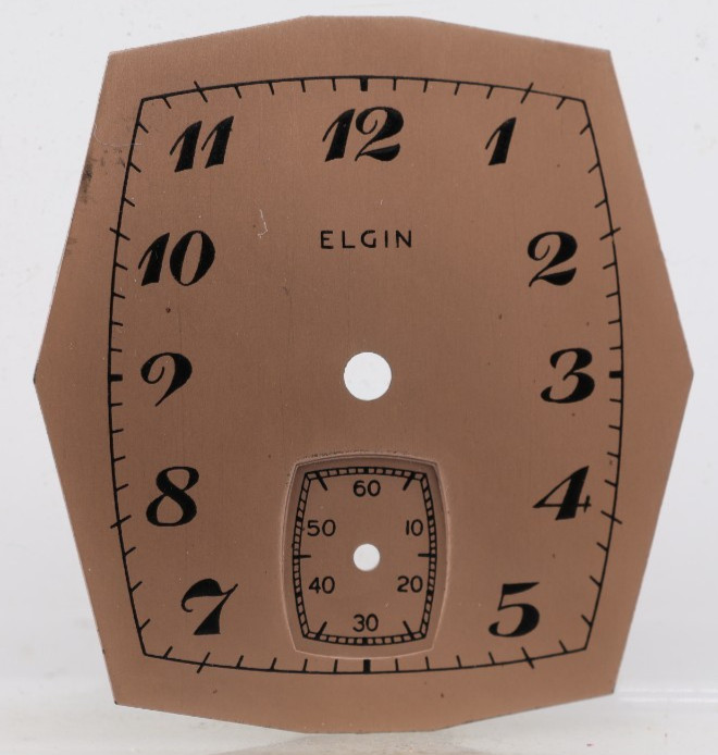NOS ELGIN SALMON VINTAGE TANK WRIST WATCH DIAL, 22.84×24.75mm (EP)