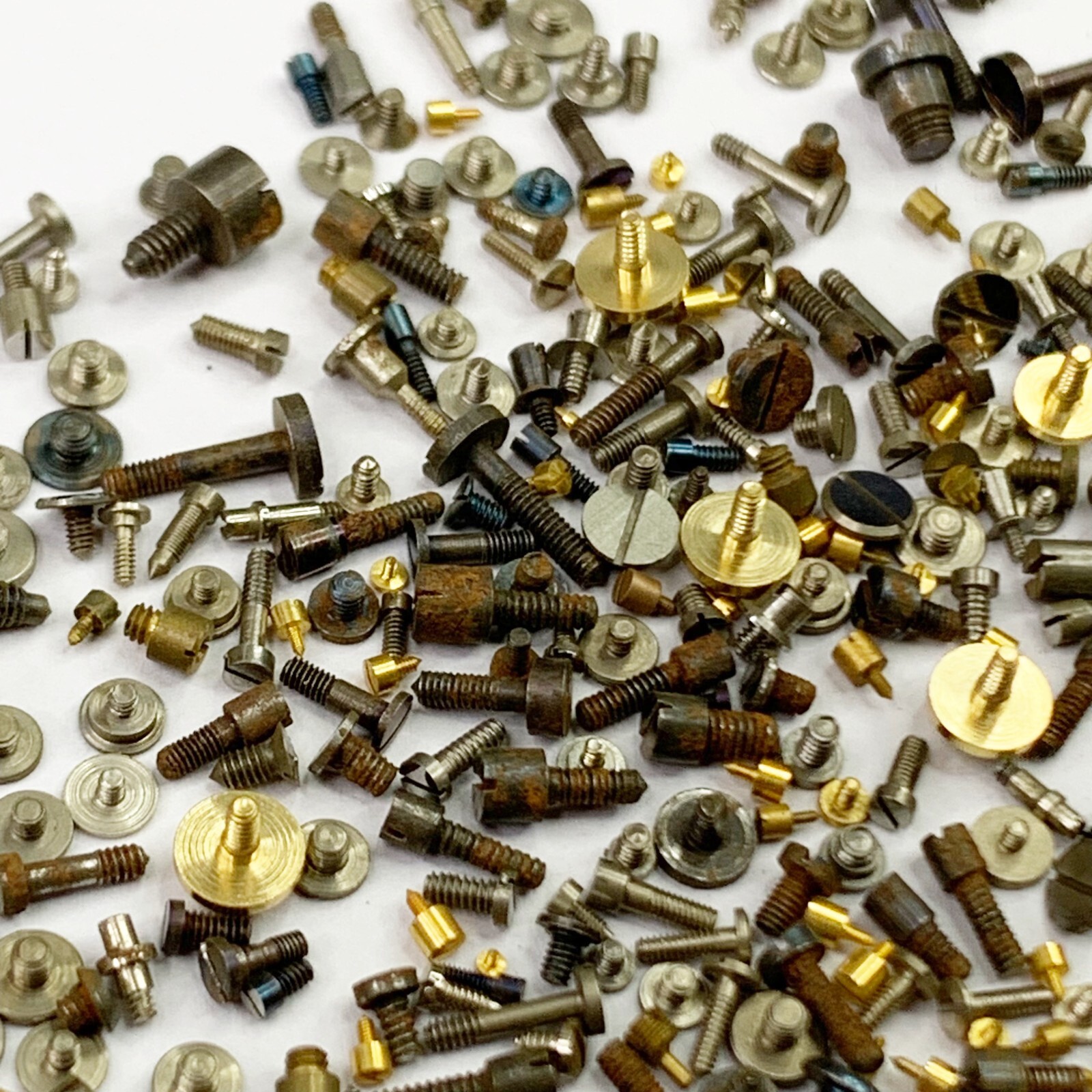 100 Watch Screws Pocket Wrist Silver Blue Gold Parts Watchmaker Repair Job Lot