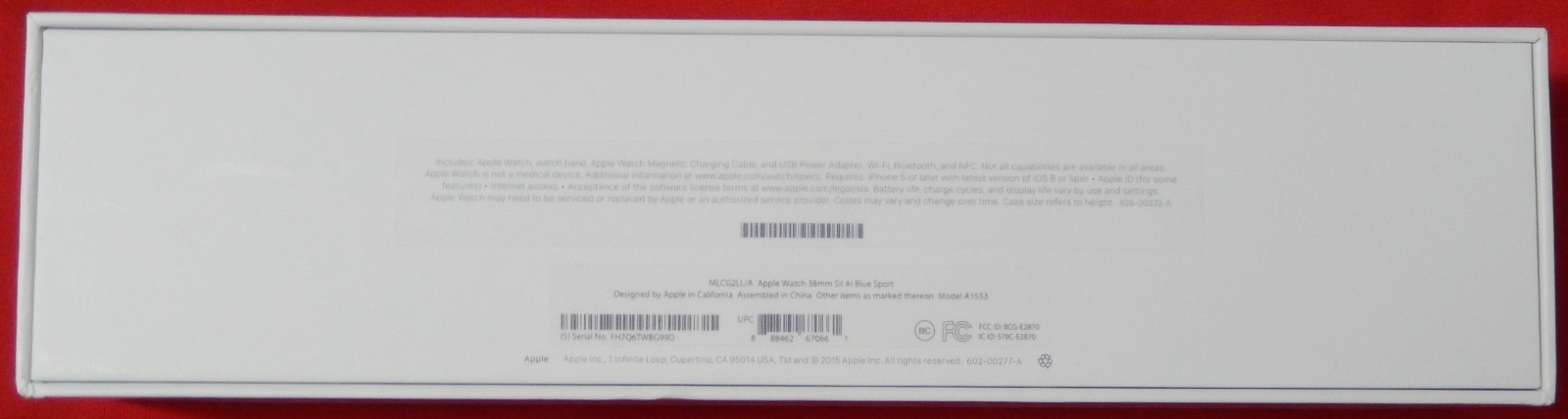 Original Apple Empty Box for Apple Watch A1553 Sil Al Blue Sport MLCG2LL/A