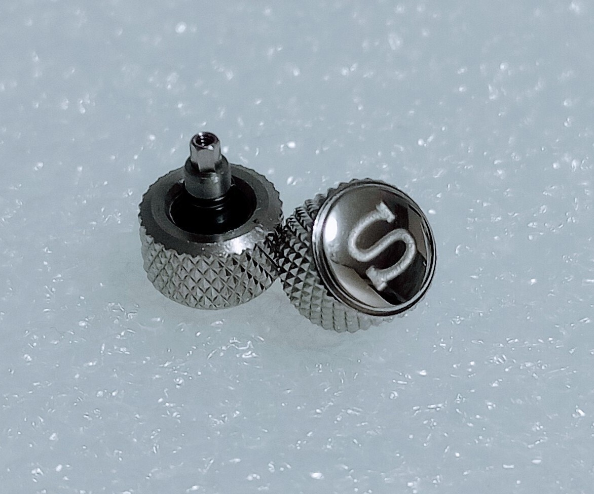 SILVER KNURLED S CROWN FOR SEIKO SKX007 DIVER WATCH NH35 NH36 ( WITH STEM )
