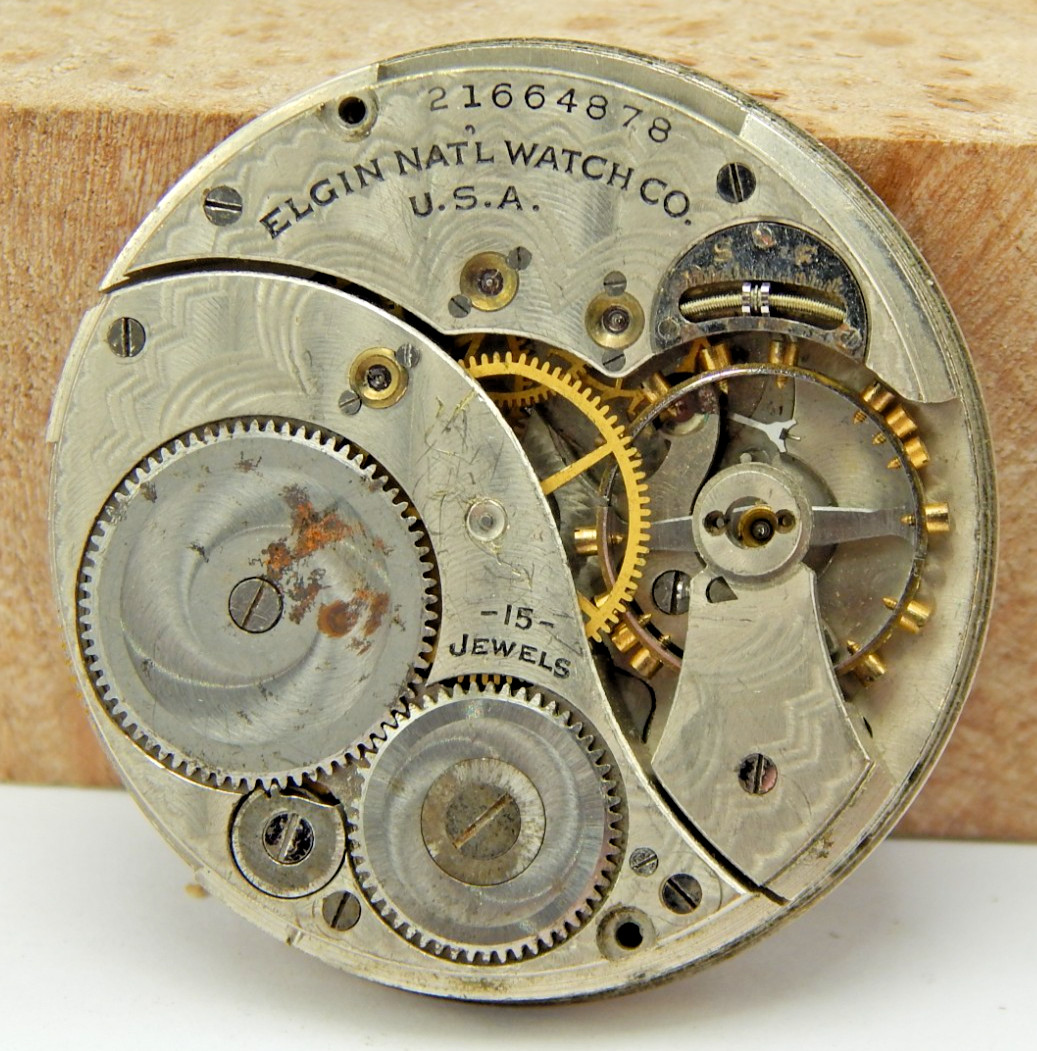 Antique 1919 Elgin 315 12s 15 jewel pocket watch movement for parts or repair