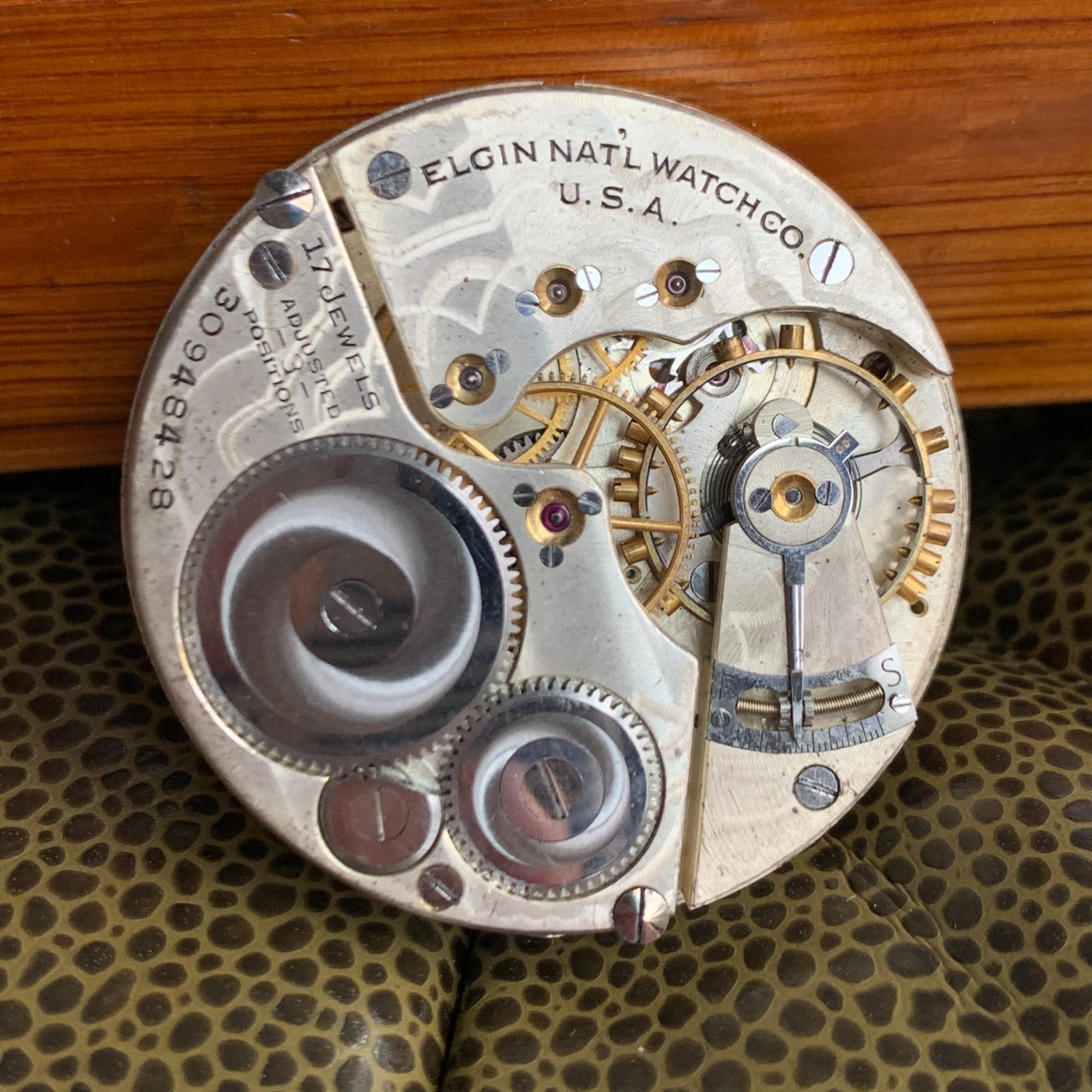1928 Elgin Grade 486 16S 17J Open Face Pocket Watch Movement Repair