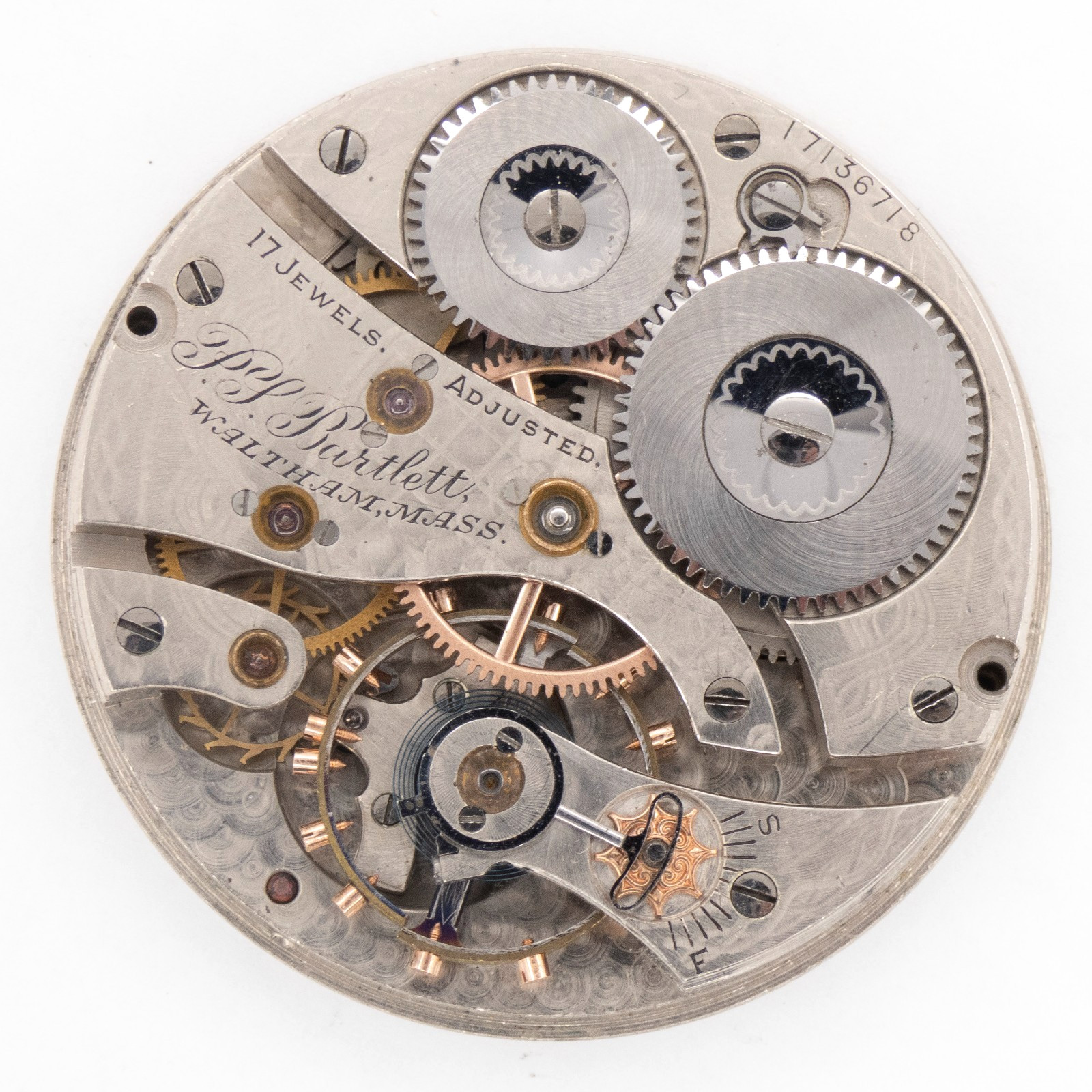 Waltham P.S. Bartlett Model 1908 16-Size 17-Jewel Antique Pocket Watch Movement