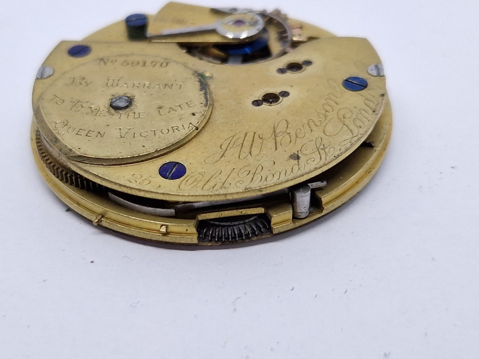 Antique J.W Benson pocket watch movement Queen Victoria