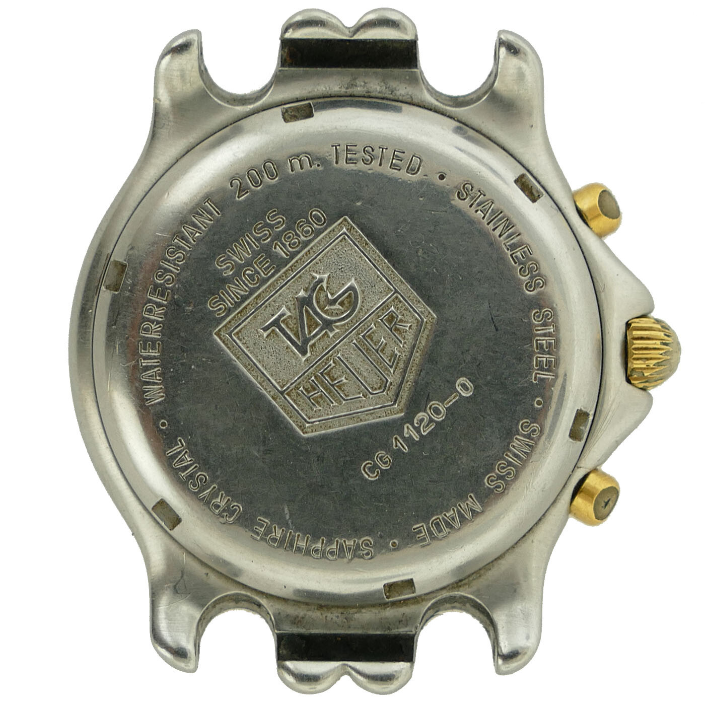TAG HEUER SEL LINK PROF CG 1120-0 WHITE DIAL 2-TONE 38MM CHRONO WATCH HEAD