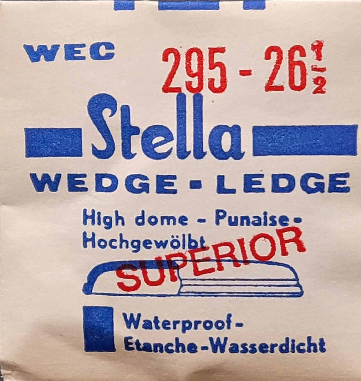 VTG Stella Wedge Ledge High Dome Watch Crystal WEC 295-26 1/2