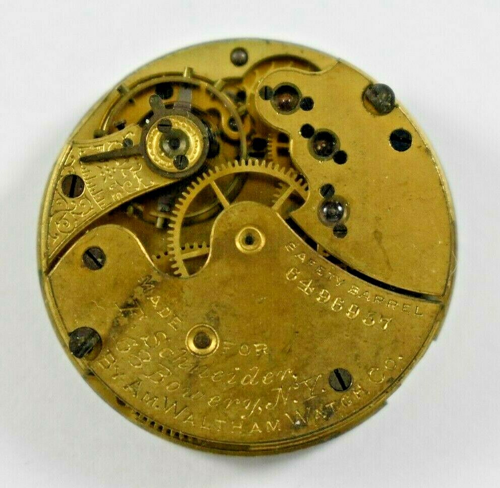 Vintage Waltham Grade 62 0s 11 Jewels Watch Movement Private F.Schnieder lot.t