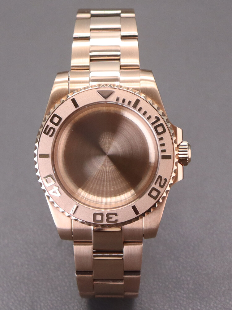 40mm Rose Gold Watch Case+Oyster Bracelet Stainless Steel Sliding Lock Buckle