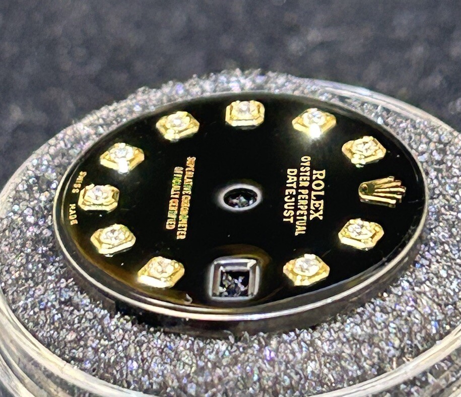 Rolex Ladies Datejust/President Custom Black Diamond Dial For 26mm Watch