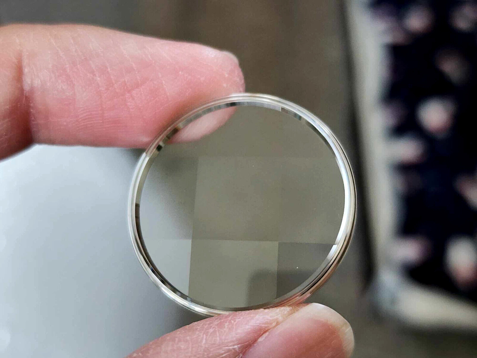 Citizen Seiko 31mm Faceted Plexiglass Crystal With Chrome Tension Ring.