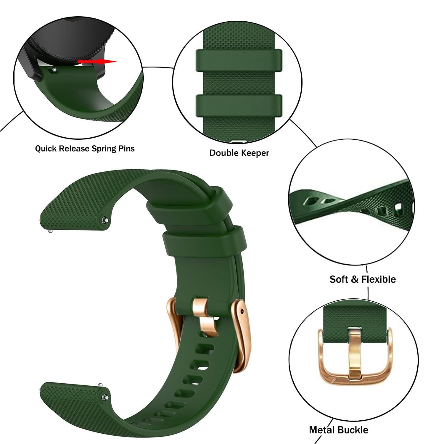 Soft Silicone Watch Band for 18mm 19mm 20mm 22mm, Sports Band Replacement Qui…