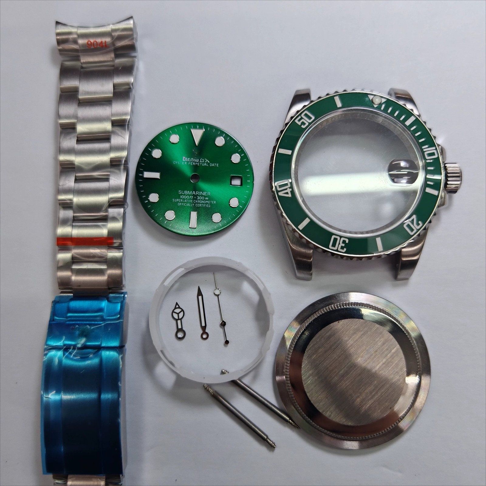 DIY Watch Part Kit for Submariner 2836 8215 41mm Case+Dial+Hands+Steel Strap