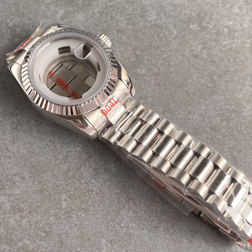 31mm Fluted Bezel Women Watch Case For NH05 NH06 Automatic Bracelet Sapphire