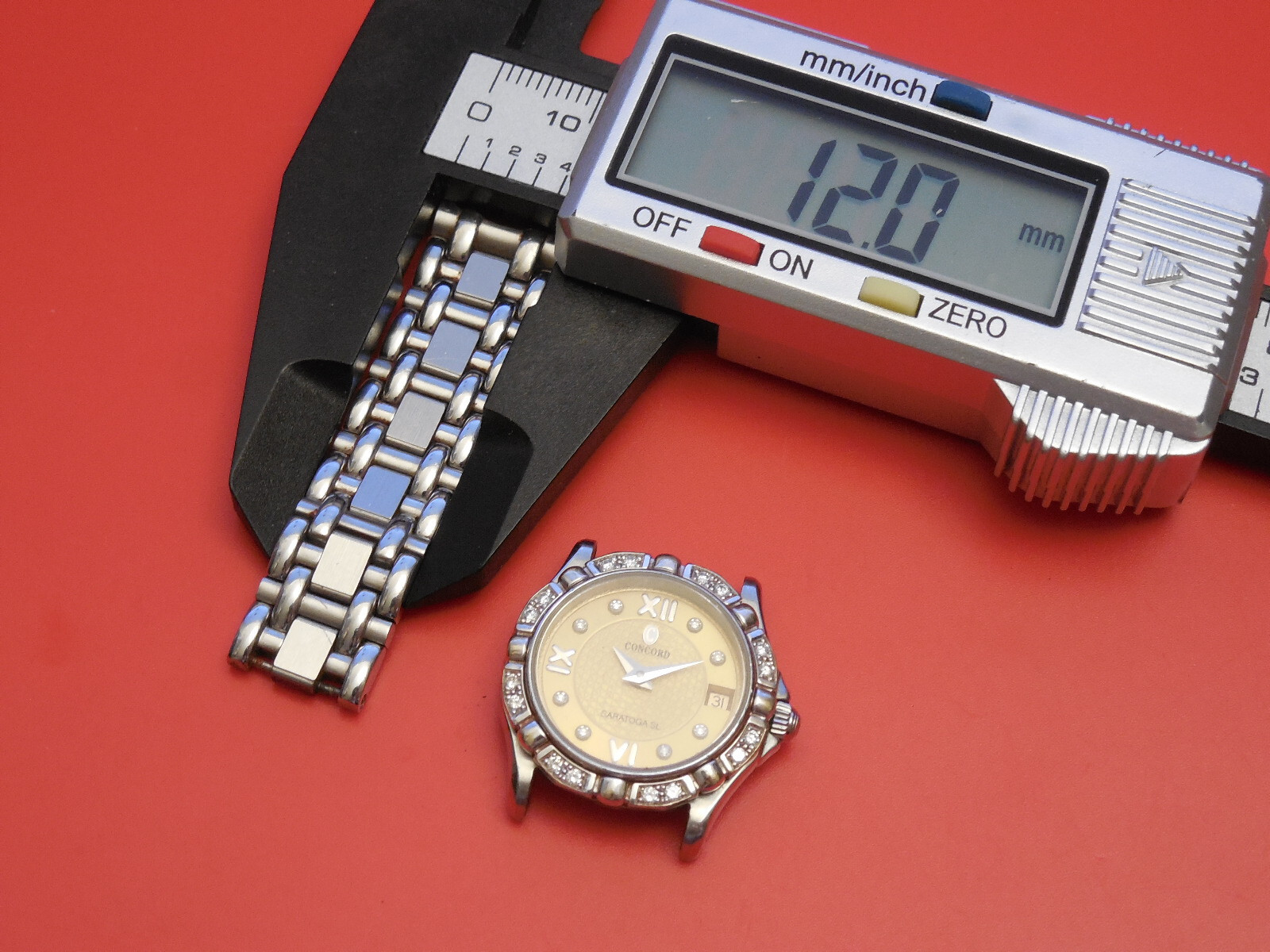 GENUINE CONCORD SOLID STEEL LADIES SARATOGA STRAP BAND BRACELET 12MM LINK