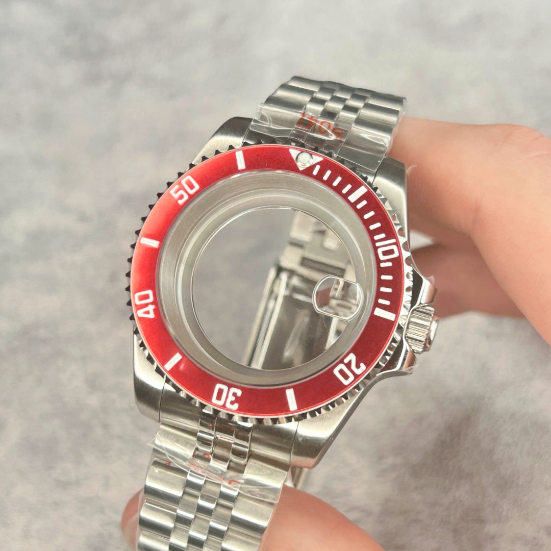 40mm Watch Case Sapphire Glass 20ATM 120 Clicks Red Bezel Fit NH34 NH35 NH36 Mod