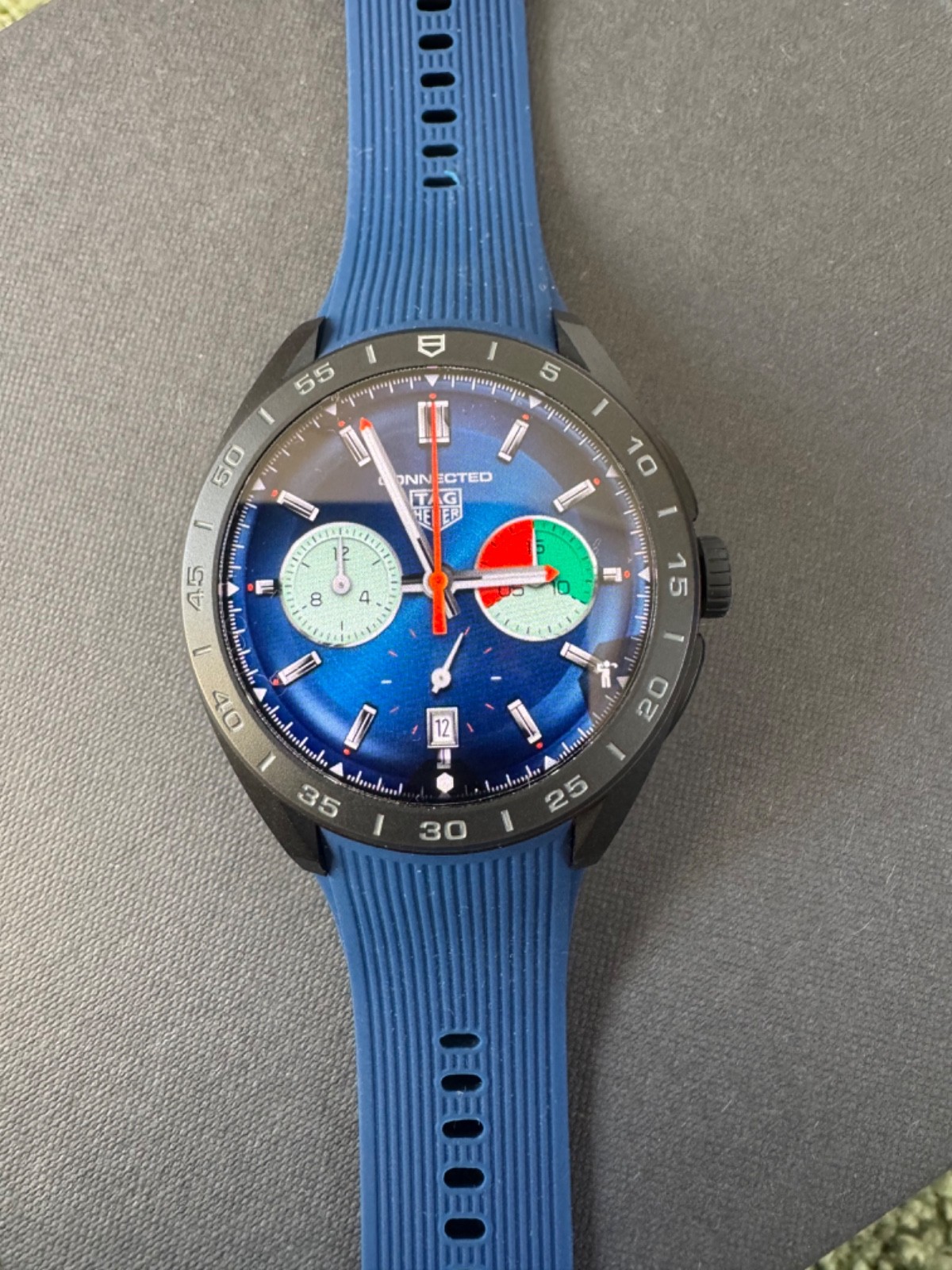Tag Heuer Connected E5 strap. 45mm. New model. non OEM. Navy Blue Rubber.