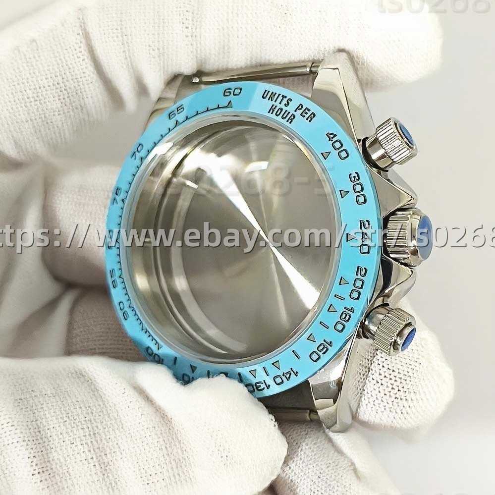39mm Blue VK63 Case Sapphire Crystal Fit Quartz Movement Steel