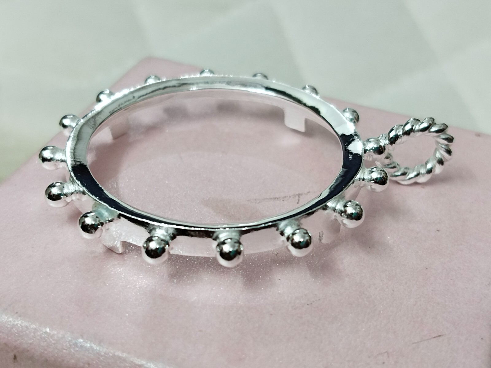 925 Sterling Silver Round Pendant setting prong Blank Bezel Holder Coin